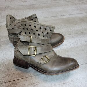 Hinge Nordstrom Leather Laser Cut Ankle Boots